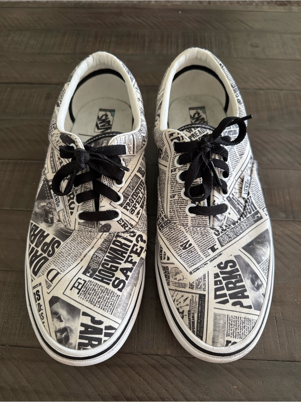 Vans Harry Potter Black & White Newspaper Print Low-Top Sneakers